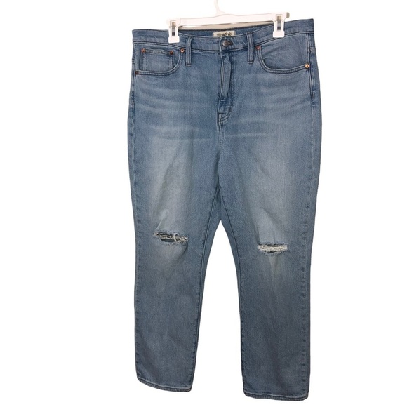 Madewell Denim - MADEWELL The Slim Boy Jean High Rise Crop Denim Light Wash Women’s Sz 32